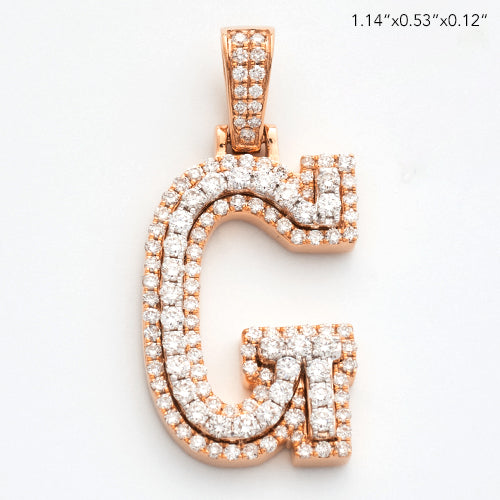 10KR 0.90CTW DIAMOND 3D TWO TONE LETTER PENDANT