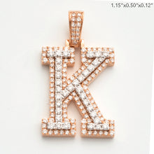 Cargar imagen en el visor de la galería, 10KR 1.10CTW DIAMOND 3D TWO TONE LETTER PENDANT