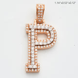 10KR 0.75CTW DIAMOND 3D TWO TONE LETTER PENDANT