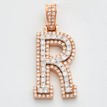 Cargar imagen en el visor de la galería, 10KR 0.90CTW DIAMOND 3D TWO TONE LETTER PENDANT