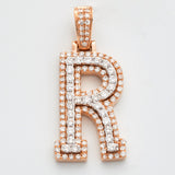 10KR 0.90CTW DIAMOND 3D TWO TONE LETTER PENDANT