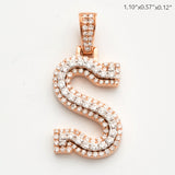 10KR 0.80CTW DIAMOND 3D TWO TONE LETTER PENDANT