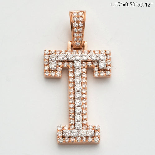 10KR 0.80CTW DIAMOND 3D TWO TONE LETTER PENDANT