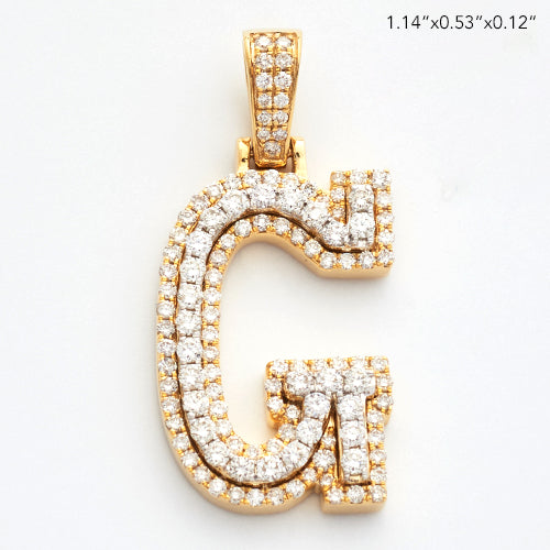 10KY 0.90CTW DIAMOND 3D TWO TONE LETTER PENDANT