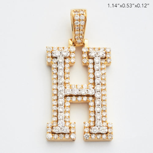 10KY 1.00CTW DIAMOND 3D TWO TONE LETTER PENDANT