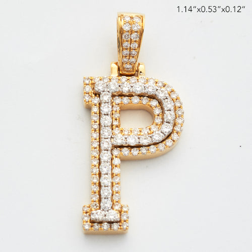 10KY 0.75CTW DIAMOND 3D TWO TONE LETTER PENDANT