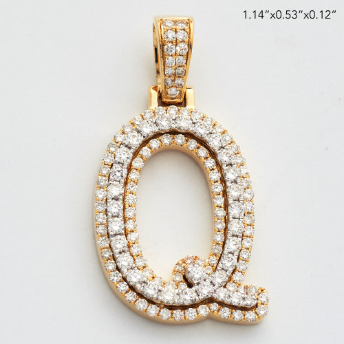 10KY 1.00CTW DIAMOND 3D TWO TONE LETTER PENDANT