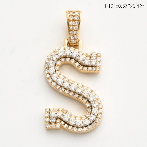 10KY 0.80CTW DIAMOND 3D TWO TONE LETTER PENDANT