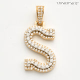 10KY 0.80CTW DIAMOND 3D TWO TONE LETTER PENDANT