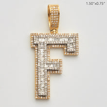 Load image into Gallery viewer, 10KY 1.00CT BAGUETTE DIAMOND INITIAL PENDANT