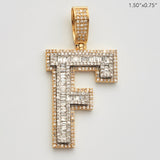 10KY 1.00CT BAGUETTE DIAMOND INITIAL PENDANT