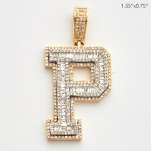 Load image into Gallery viewer, 10KY 1.05CT BAGUETTE DIAMOND INITIAL PENDANT