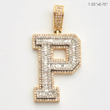 10KY 1.05CT BAGUETTE DIAMOND INITIAL PENDANT