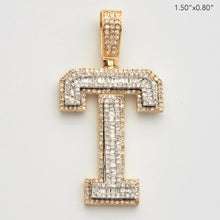 Load image into Gallery viewer, 10KY 0.90CT BAGUETTE DIAMOND INITIAL PENDANT