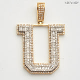 10KY 1.20CT BAGUETTE DIAMOND INITIAL PENDANT