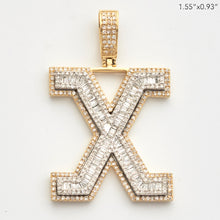 Load image into Gallery viewer, 10KY 1.20CT BAGUETTE DIAMOND INITIAL PENDANT