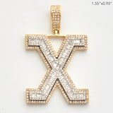 10KY 1.20CT BAGUETTE DIAMOND INITIAL PENDANT