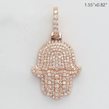 Cargar imagen en el visor de la galería, 14KR 2.50CTW DIAMOND 3D HAMZA PENDANT