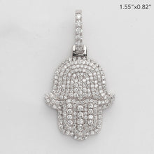 Cargar imagen en el visor de la galería, 14KW 2.50CTW DIAMOND 3D HAMZA PENDANT