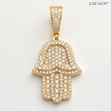 Cargar imagen en el visor de la galería, 14KY 3.90CTW DIAMOND 3D HAMZA PENDANT