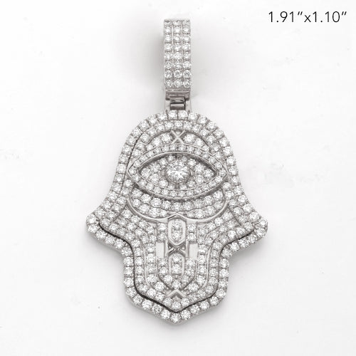 14KW 2.85CTW DIAMOND HAMZA PENDANT