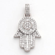 Load image into Gallery viewer, 14KW 1.15CTW BAGUETTE DIAMOND ROUND CLUSTER HAMZA