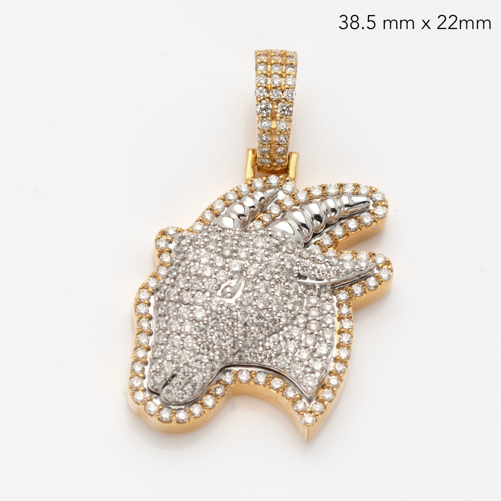 14KY+W 1.85CTW DIAMOND TWO TONE GOAT HEAD PENDANT