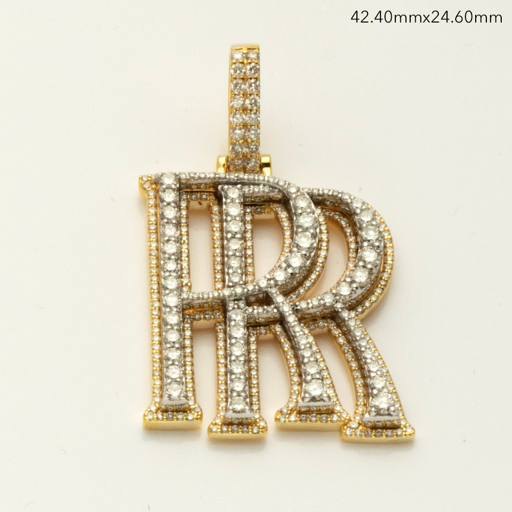 14KY+W 2.35CTW DIAMOND 3D INITIAL LOGO PENDANT