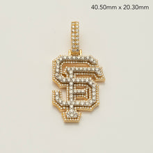 Load image into Gallery viewer, 14KY+W 1.75CTW DIAMOND 3D SPORTS LOGO &quot;SF&quot; PENDANT