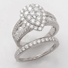 Cargar imagen en el visor de la galería, 14KW 2.50CTW DIAMOND PEAR CLUSTER BRIDAL SET