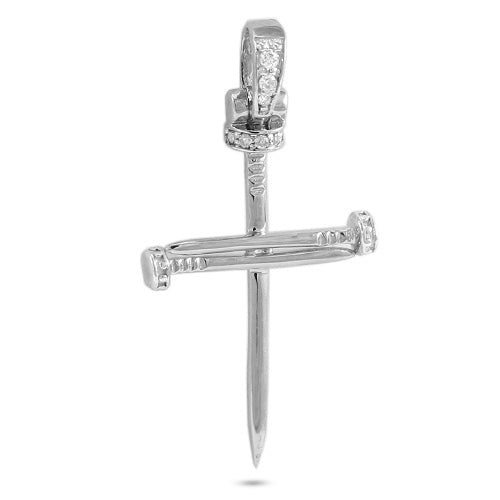 14KW 0.05CTW DIAMOND NAILS CROSS PENDANT