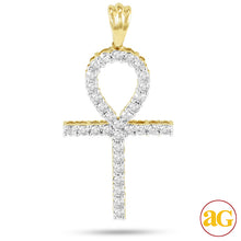 Cargar imagen en el visor de la galería, 14KY 1.50CTW DIAMOND PRONG SET ANKH CROSS PENDANT