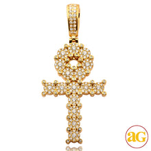 Cargar imagen en el visor de la galería, 14KY 1.35CTW DIAMOND FLEUR DESIGN ANKH CROSS