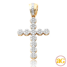 Load image into Gallery viewer, 14KY 0.50CTW DIAMOND ROUND CLUSTER CROSS PENDANT