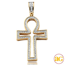 Cargar imagen en el visor de la galería, 10KY 0.25CTW DIAMOND OPEN ANKH CROSS PENDANT