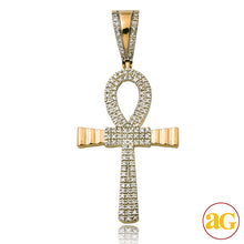 Cargar imagen en el visor de la galería, 10KY 0.20CTW DIAMOND ANKH CROSS PENDANT WITH GOLD