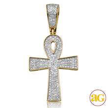 Cargar imagen en el visor de la galería, 10KY 0.50CTW DIAMOND FLAT ANKH CROSS PENDANT