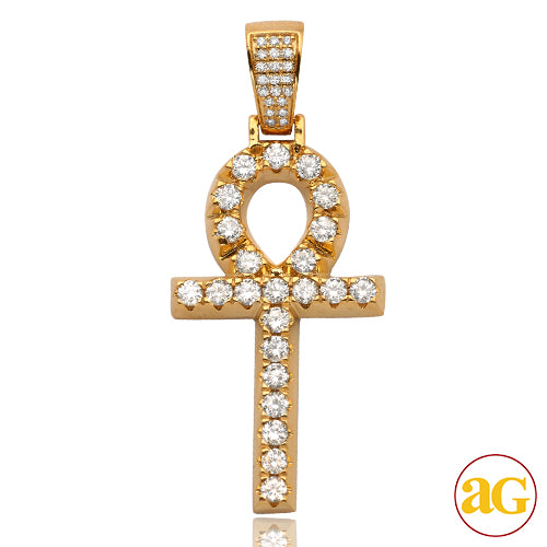 14KY 2.00CTW DIAMOND ANKH CROSS PENDANT