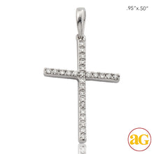 Load image into Gallery viewer, 14KW 0.15CTW DIAMOND THIN CROSS PENDANT