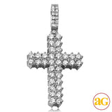 14KW 2.50CTW DIAMOND 2-ROW 3 PRONG CROSS PENDANT