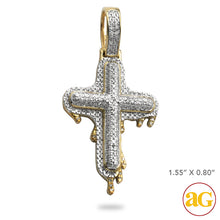 Load image into Gallery viewer, 10KY 0.50CTW DRIPPING DIAMOND BUBBLE CROSS PENDANT