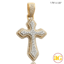 Load image into Gallery viewer, 14KY+W 2.10CTW DIAMOND TWO TONE 3-D POINTED CROSS