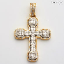 Cargar imagen en el visor de la galería, 14KWY 3.05 CTW DIAMOND 2-TONE CROSS PENDANT