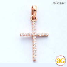 Cargar imagen en el visor de la galería, 14KR 0.10CTW DIAMOND THIN CROSS PENDANT