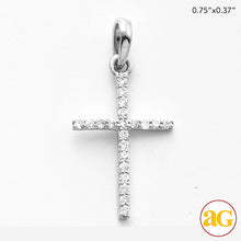 Load image into Gallery viewer, 14KW 0.10CTW DIAMOND THIN CROSS PENDANT