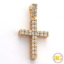 Load image into Gallery viewer, 10KY 0.60CTW ILLUSION SET DIAMOND 2-ROW CROSS