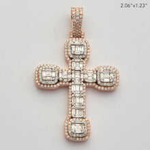 Load image into Gallery viewer, 14KR+W 3.00CTW BAGUETTE DIAMOND CROSS WITH SQUARE