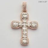 14KR+W 3.00CTW BAGUETTE DIAMOND CROSS WITH SQUARE