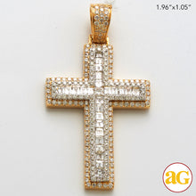 Load image into Gallery viewer, 14KY+W 2.75CTW BAGUETTE DIAMOND CROSS