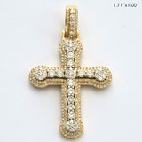 14KY+W 1.85CTW DIAMOND CROSS W/ROUNDED CLUSTERS